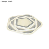 Modern Acrylic Flush Mount Ceiling Light In White For Living Room – Pentagon Contemporary Fixture