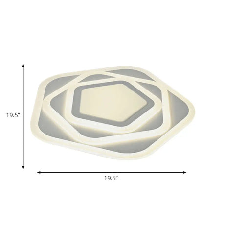Modern Acrylic Flush Mount Ceiling Light In White For Living Room Pentagon Contemporary Fixture