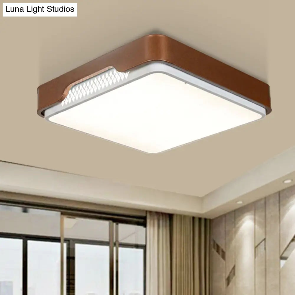 Modern Acrylic Flush Mount Light Fixture - Brown Rectangular 20.5’/36.5’/45’ Warm/White / 20.5’ Warm