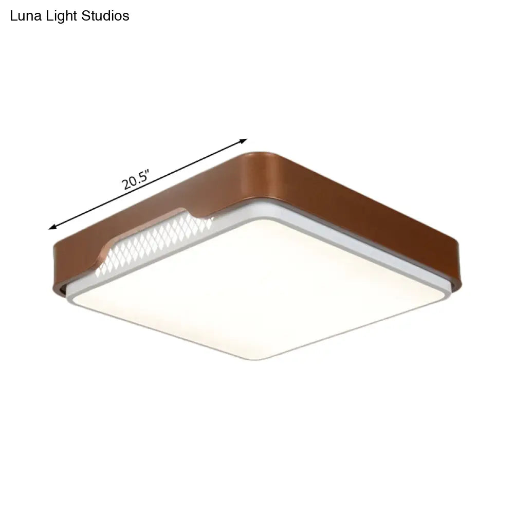 Modern Acrylic Flush Mount Light Fixture - Brown Rectangular 20.5’/36.5’/45’ Warm/White