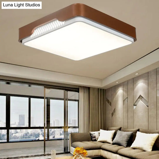 Modern Acrylic Flush Mount Light Fixture - Brown Rectangular 20.5/36.5/45 Warm/White