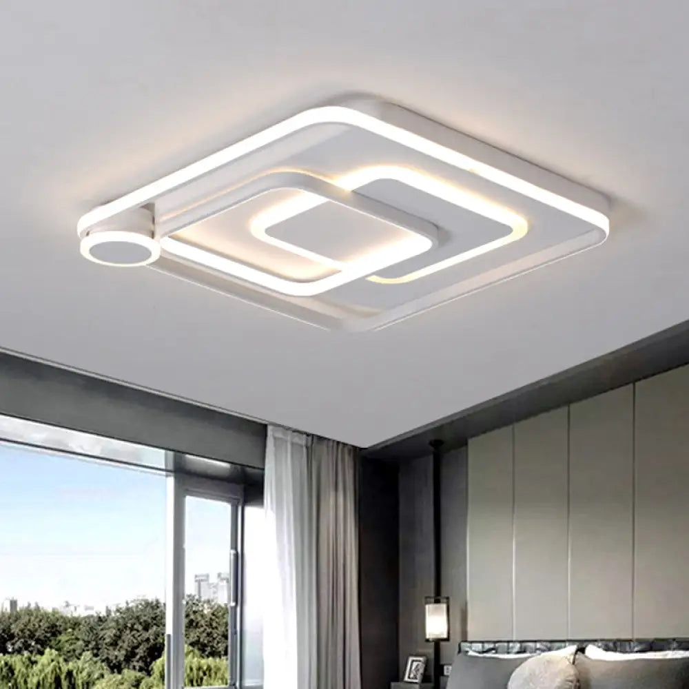 Modern Acrylic Flush Mount Nordic Lamp - Black/White Led Ceiling Light In Warm/White 18’/21.5’