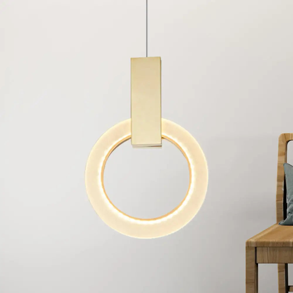 Gold Ring Pendant Light - Modern Acrylic Ceiling Fixture 1 8/12/16 Diameter