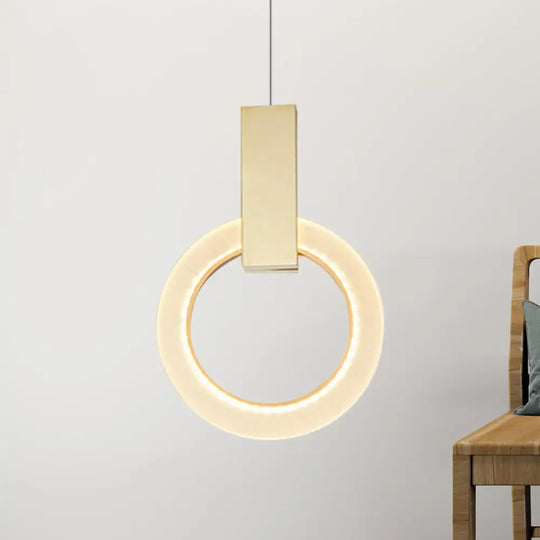 Gold Ring Pendant Light - Modern Acrylic Ceiling Fixture 1 8/12/16 Diameter