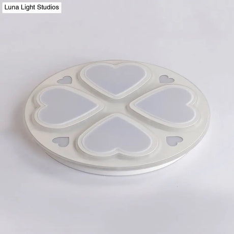 Modern Acrylic Heart Petal Ceiling Light - Stylish Flush Mount In White For Bathroom