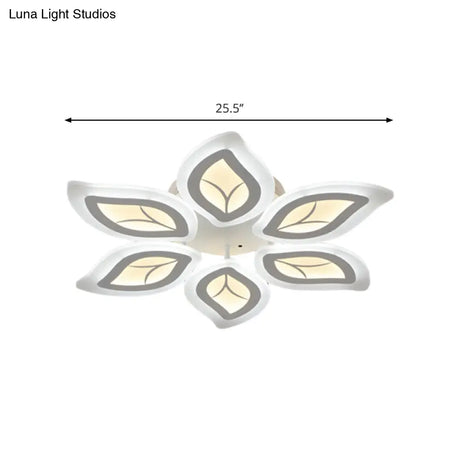 Modern Acrylic Leaf Flush Mount Light - 4/6/9-Light Led Ceiling Fixture In Warm/White/Natural