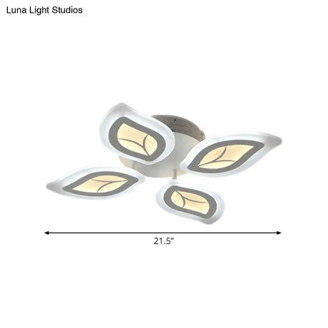 Modern Acrylic Leaf Flush Mount Light - 4/6/9-Light Led Ceiling Fixture In Warm/White/Natural