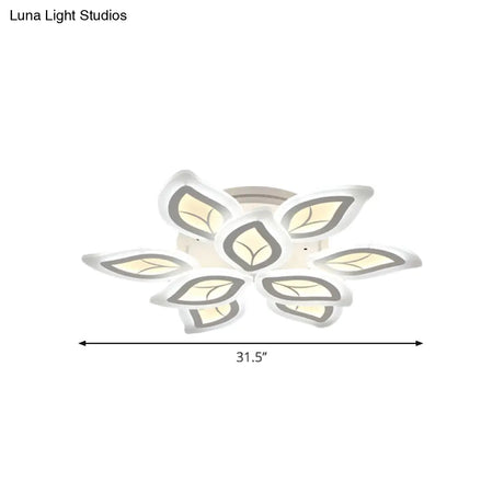 Modern Acrylic Leaf Flush Mount Light - 4/6/9-Light Led Ceiling Fixture In Warm/White/Natural