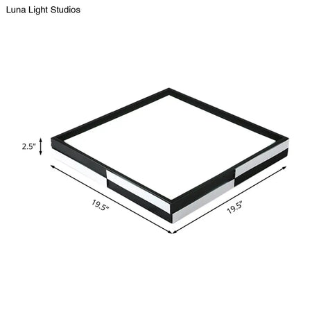 Modern Acrylic Led Black Flush Mount Light Warm/White 16’/19.5’/37.5’ Wide