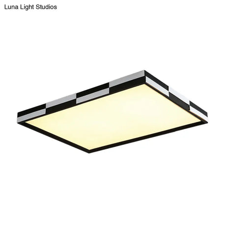 Modern Acrylic Led Black Flush Mount Light Warm/White 16’/19.5’/37.5’ Wide