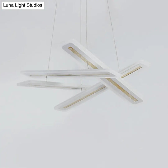 Contemporary Acrylic Rectangle Hanging Light White Led Ceiling Chandelier - Warm/White