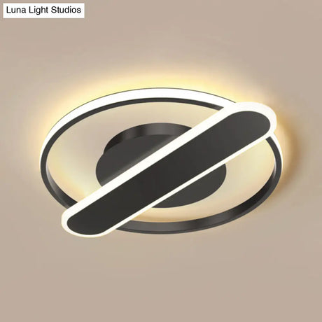 Modern Acrylic Led Ceiling Lamp - Black/White/Gold Flush Mount 16.5’/20.5’ Width