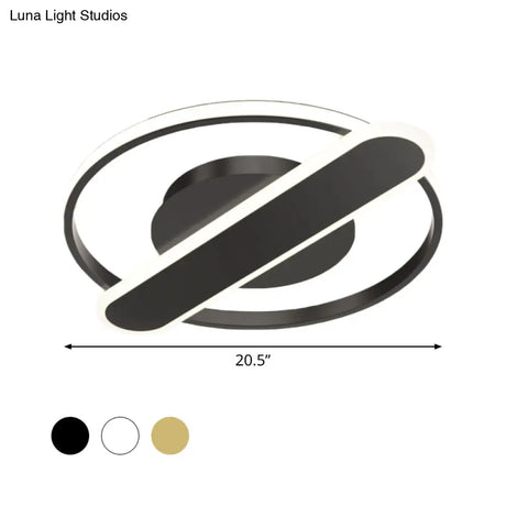 Modern Acrylic Led Ceiling Lamp - Black/White/Gold Flush Mount 16.5’/20.5’ Width
