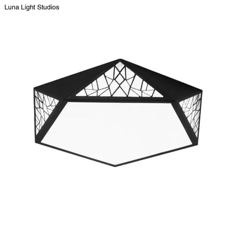 Modern Acrylic Led Ceiling Lamp | Slim Panel Pentagon Flush Mount Child Bedroom