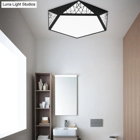 Modern Acrylic Led Ceiling Lamp | Slim Panel Pentagon Flush Mount Child Bedroom