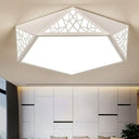 Modern Acrylic Led Ceiling Lamp | Slim Panel Pentagon Flush Mount Child Bedroom White / 16’ Warm