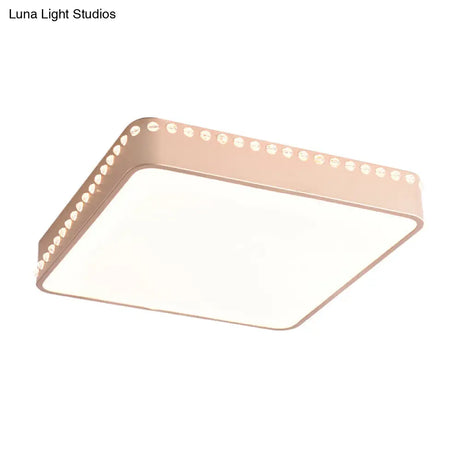 Modern Acrylic Led Ceiling Lamp With Crystal Accents - Available In Black White And Gold Finish
