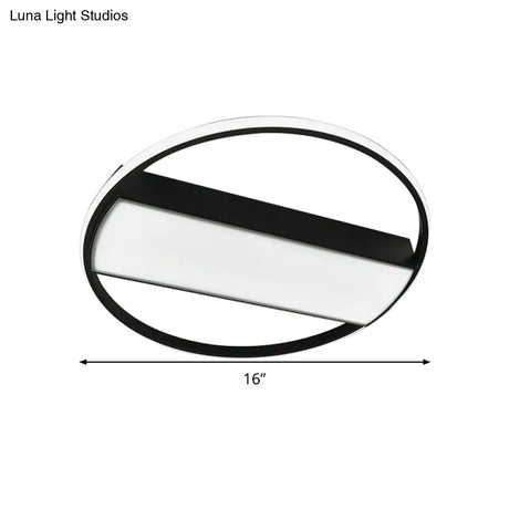 Modern Acrylic Led Ceiling Light For Stairway - Rectangle Flush Mount In Black Or White 16-24’ Wide