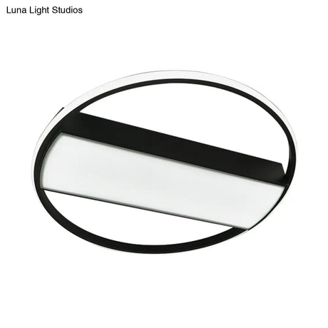 Modern Acrylic Led Ceiling Light For Stairway - Rectangle Flush Mount In Black Or White 16-24’ Wide