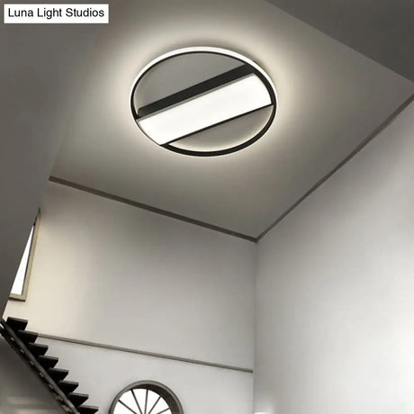 Modern Acrylic Led Ceiling Light For Stairway - Rectangle Flush Mount In Black Or White 16-24’ Wide