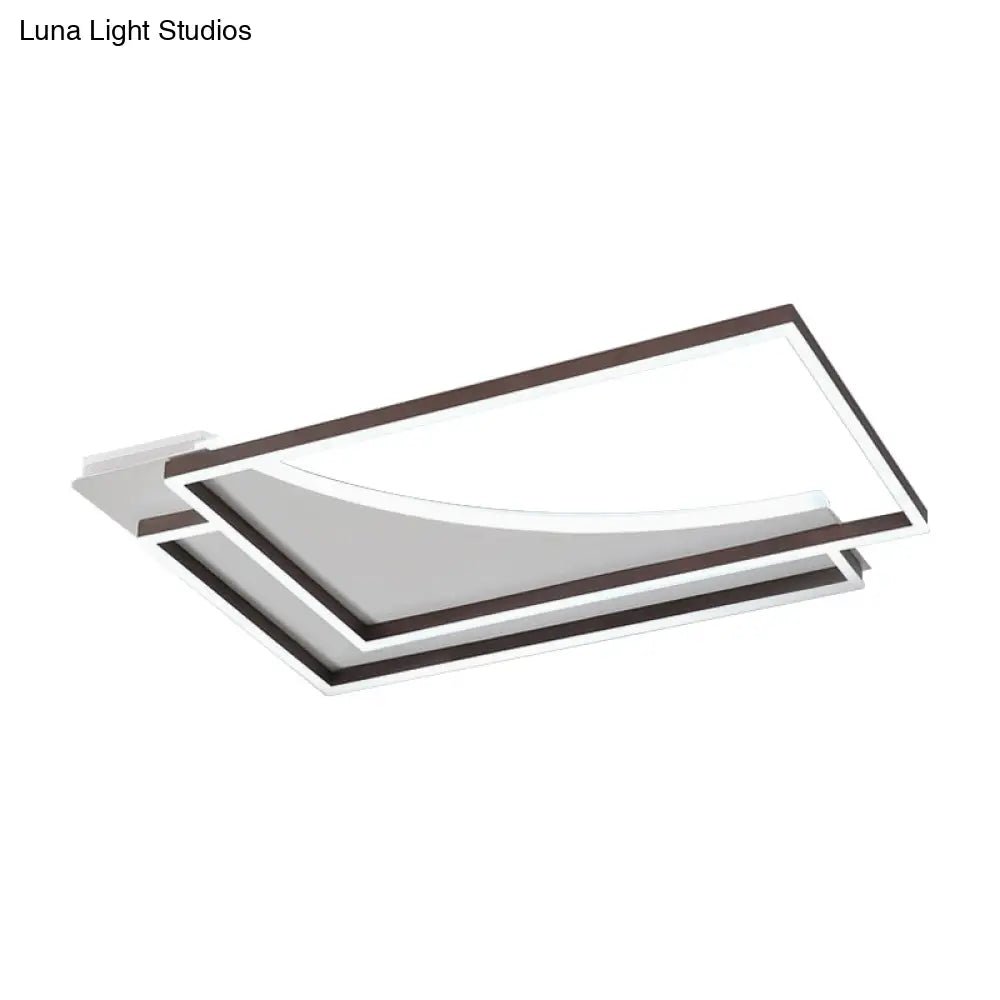 Modern Acrylic Led Ceiling Light In Coffee Brown Flush Mount Lamp With Overlapping Design