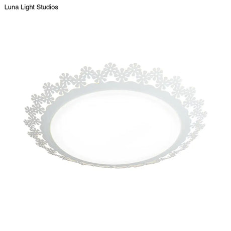 Modern Acrylic Led Ceiling Light With Engraved Edge - White