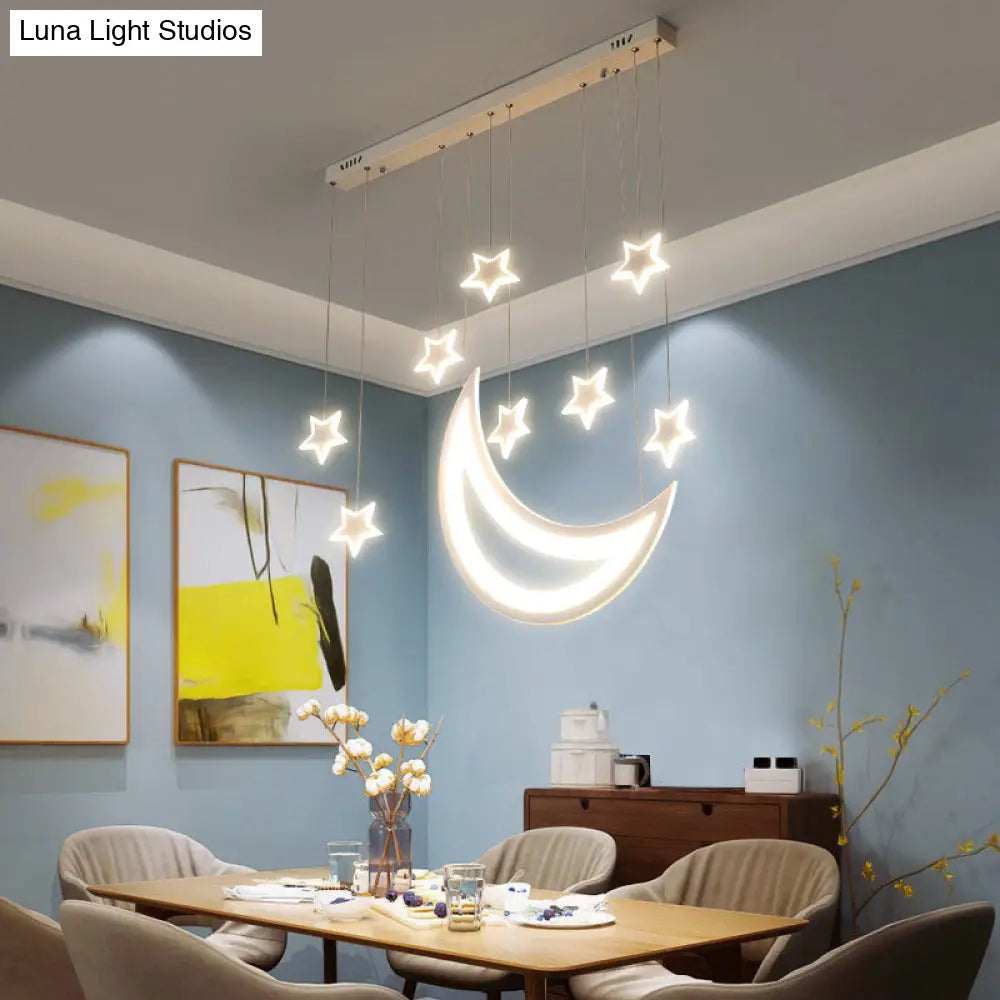 Modern Acrylic Led Ceiling Light With Moon And Stars Design - Perfect For Dining Room Kitchen