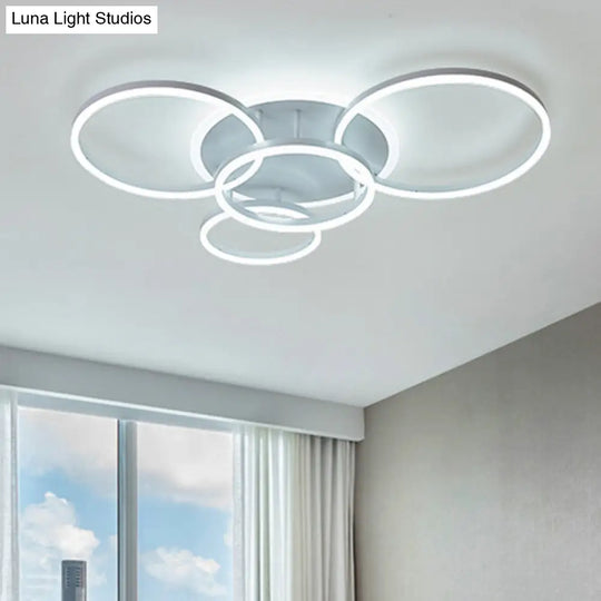 Modern Acrylic Led Flush Ceiling Light With Halo-Like Ring - White 2/3/5 Lights