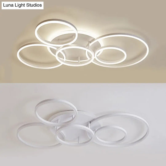 Modern Acrylic Led Flush Ceiling Light With Halo - Like Ring - White 2/3/5 Lights 6 /