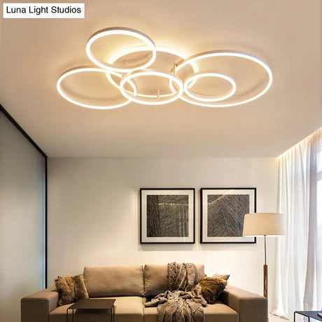 Modern Acrylic Led Flush Ceiling Light With Halo - Like Ring - White 2/3/5 Lights