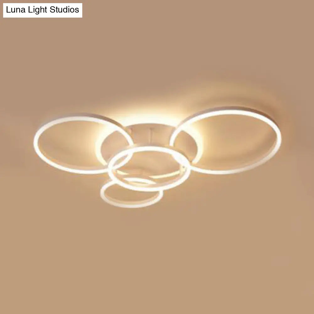 Modern Acrylic Led Flush Ceiling Light With Halo - Like Ring - White 2/3/5 Lights 5 /