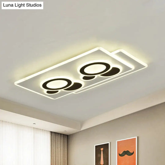 Modern Acrylic Led Flush Light In Black And White Round/Oval/Rectangle Shape - Perfect For Bedrooms