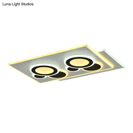 Modern Acrylic Led Flush Light In Black And White Round/Oval/Rectangle Shape - Perfect For Bedrooms