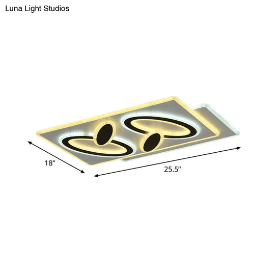 Modern Acrylic Led Flush Light In Black And White Round/Oval/Rectangle Shape - Perfect For Bedrooms