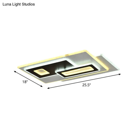 Modern Acrylic Led Flush Light In Black And White Round/Oval/Rectangle Shape - Perfect For Bedrooms