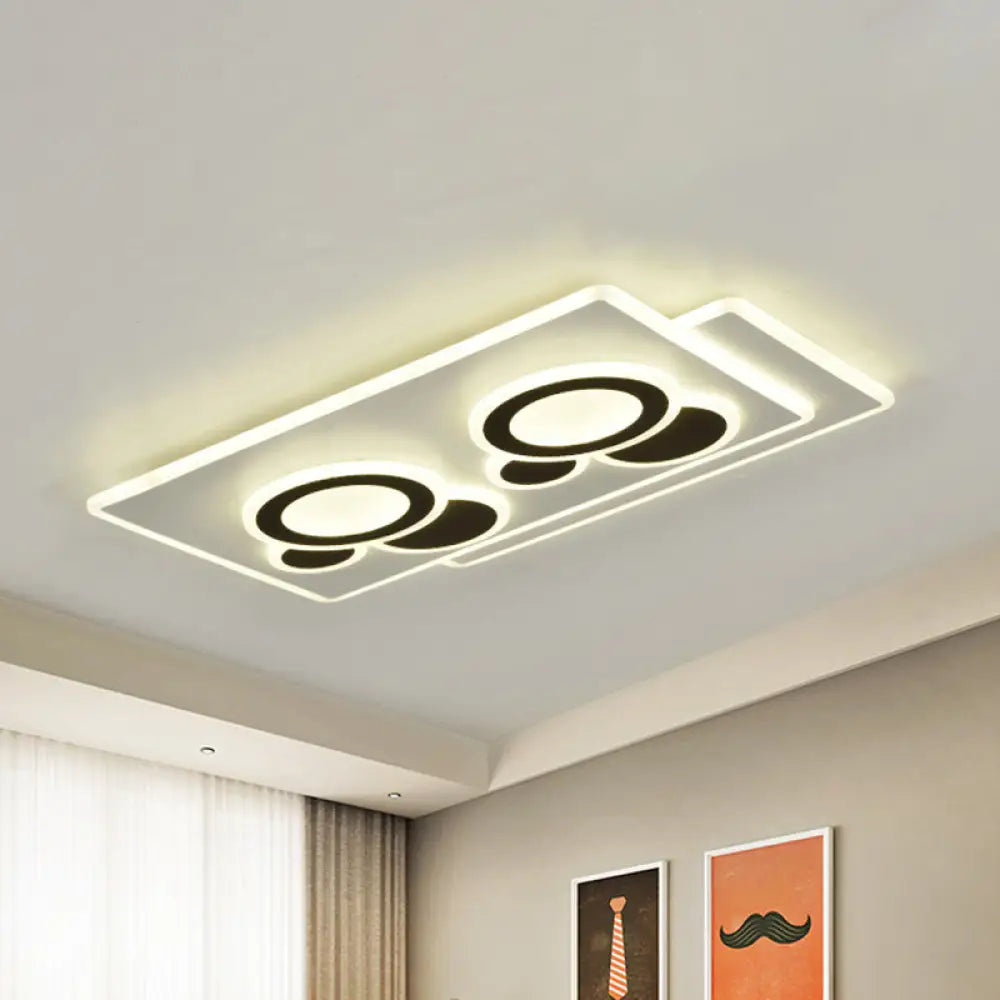 Modern Acrylic Led Flush Light In Black And White Round/Oval/Rectangle Shape - Perfect For Bedrooms