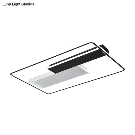 Modern Acrylic Led Flush Mount Ceiling Lamp - Black Warm/White Light 19.5’/37.5