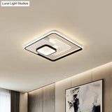 Modern Acrylic Led Flush Mount Ceiling Light In Black - 16.5’/20.5’ Width