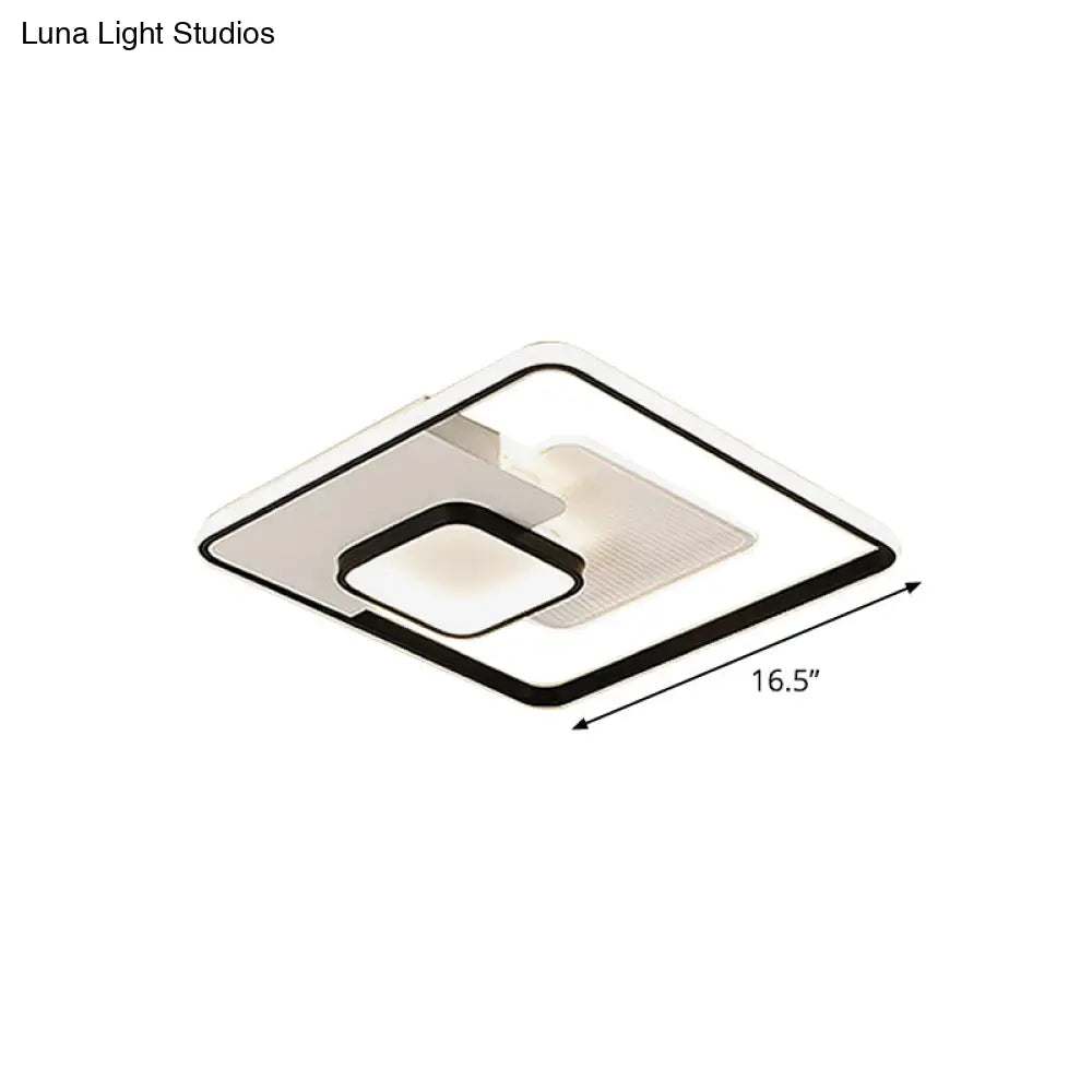 Modern Acrylic Led Flush Mount Ceiling Light In Black - 16.5’/20.5’ Width