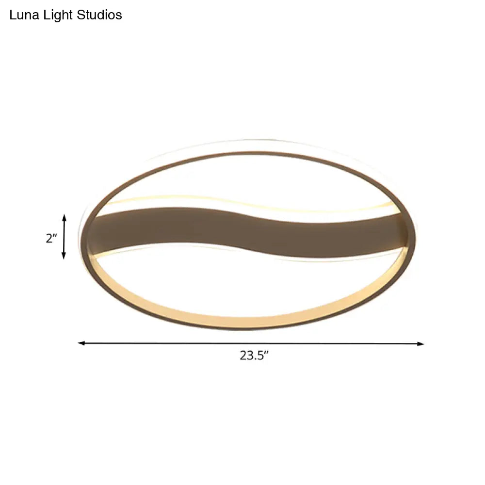 Modern Acrylic Led Flush Mount Fixture - Wave And Ring Design 16’/19.5’/23.5’ Diameter