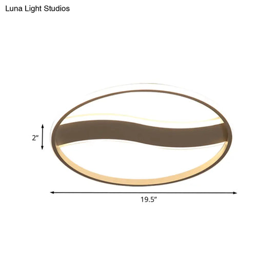 Modern Acrylic Led Flush Mount Fixture - Wave And Ring Design 16’/19.5’/23.5’ Diameter