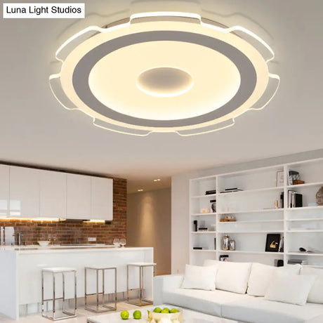 Modern Acrylic Led Flush Mount Light - 16.5/20.5/24.5 Wide Warm/White Perfect For Living Rooms White