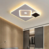 Modern Acrylic Led Flush Mount Light Fixture With Maple Leaf Pattern - 16/19.5 Wide Black/White