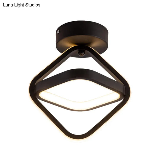 Modern Acrylic Led Flush Mount Light In Black/Gold - Ideal For Corridor Warm/White