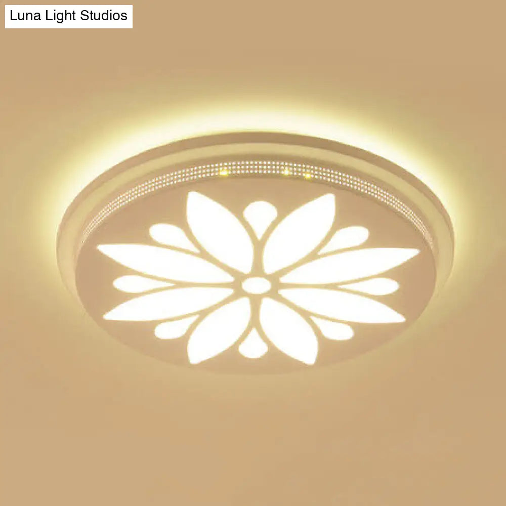 Modern Acrylic Led Flushmount Flower Ceiling Light For Dining Room And Bedroom White / 15 A