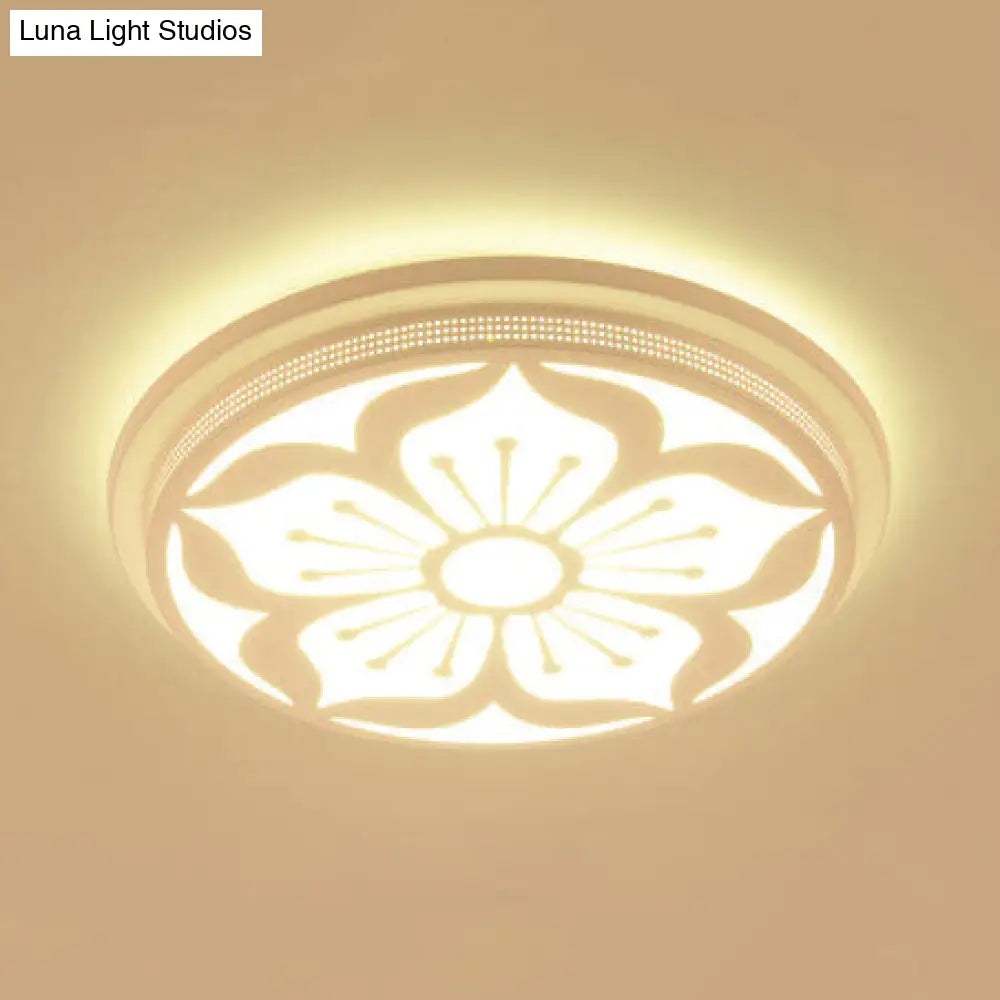 Modern Acrylic Led Flushmount Flower Ceiling Light For Dining Room And Bedroom White / 19.5 E