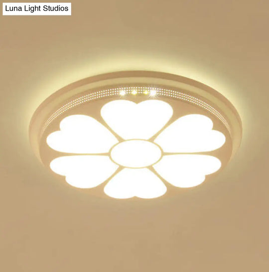 Modern Acrylic Led Flushmount Flower Ceiling Light For Dining Room And Bedroom White / 15 F