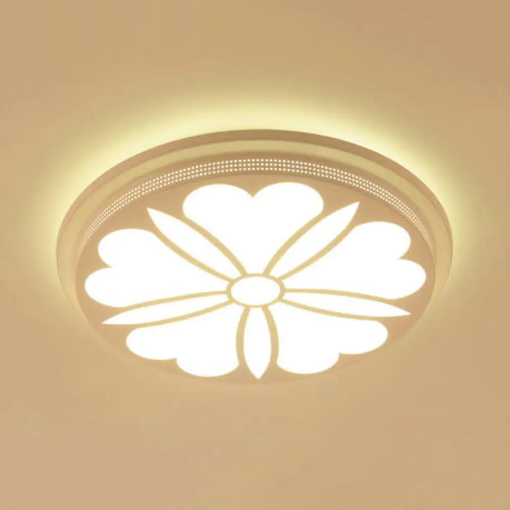 Modern Acrylic Led Flushmount Flower Ceiling Light For Dining Room And Bedroom White / 15’ C