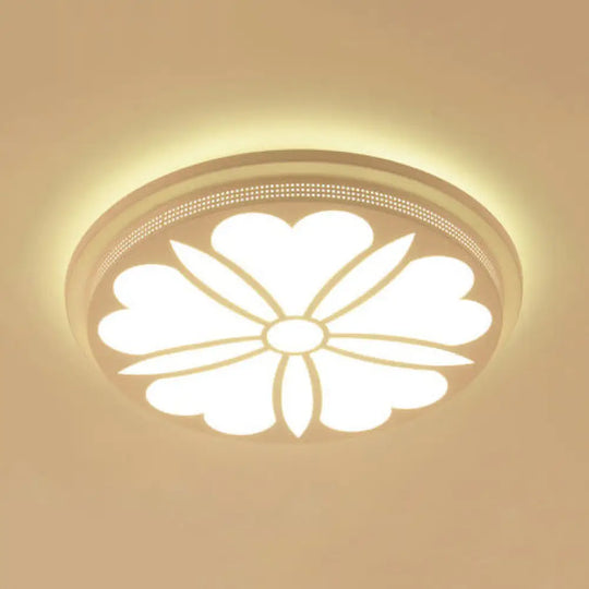Modern Acrylic Led Flushmount Flower Ceiling Light For Dining Room And Bedroom White / 15’ C