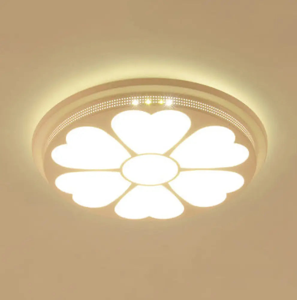 Modern Acrylic Led Flushmount Flower Ceiling Light For Dining Room And Bedroom White / 15’ F